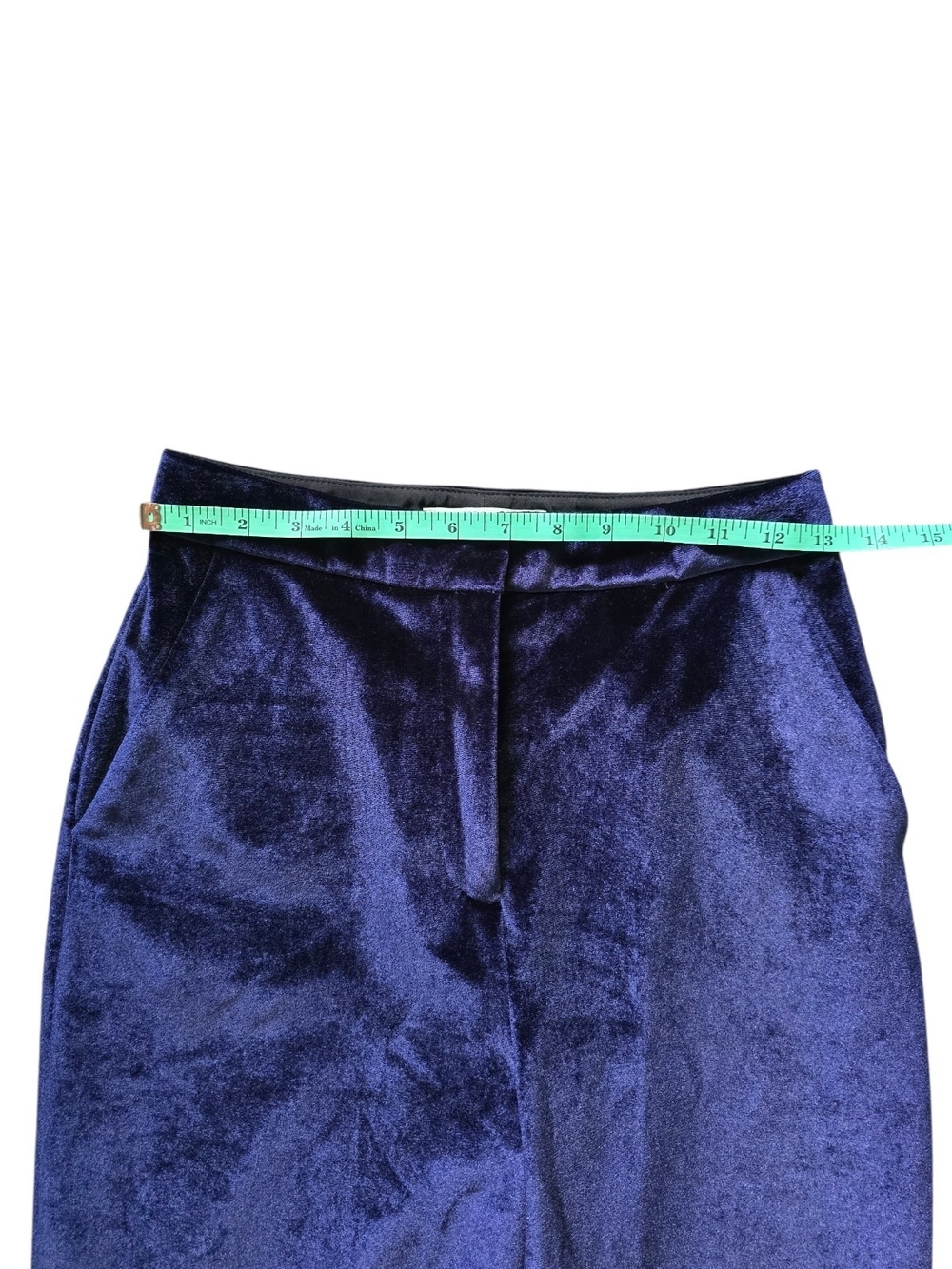 Self-Portrait Deep Navy Velvet Wide-Leg Pants - Picture 6 of 7
